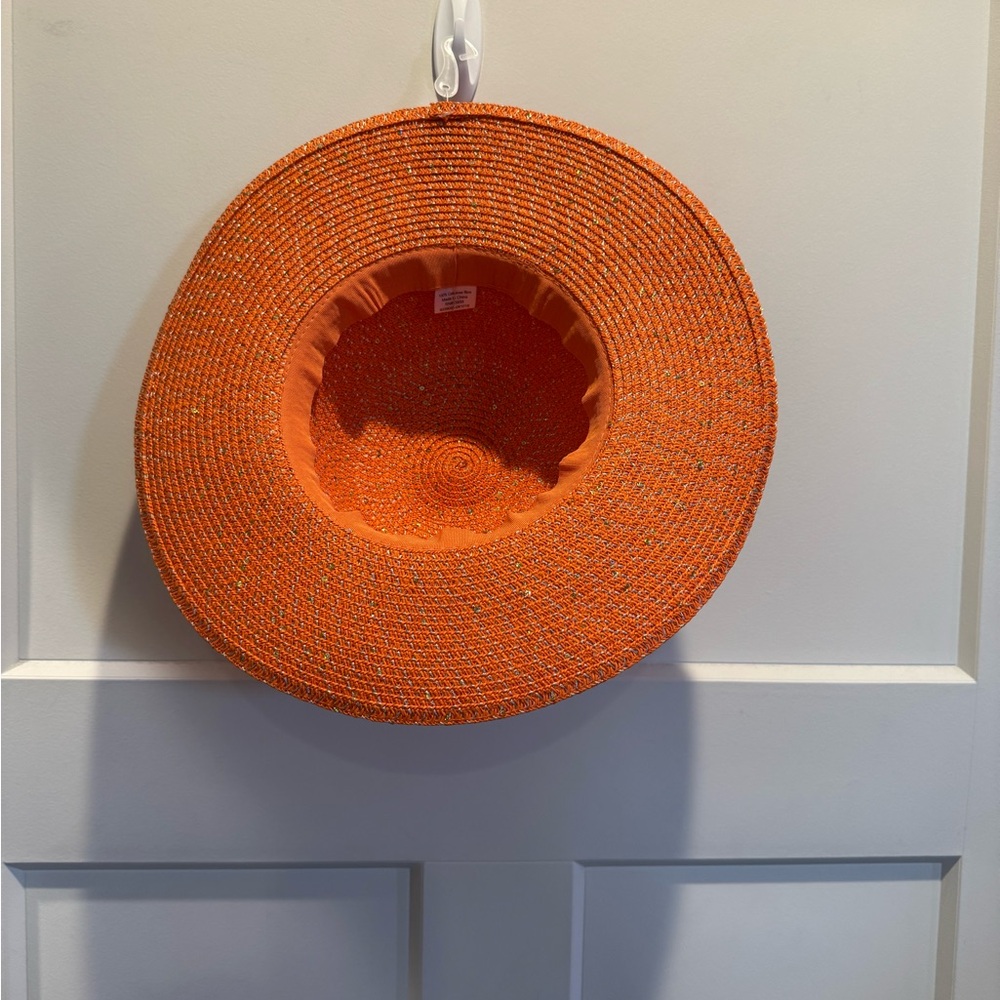 NWT Orange Wide-Brimmed Sun Hat - Picture 5 of 5